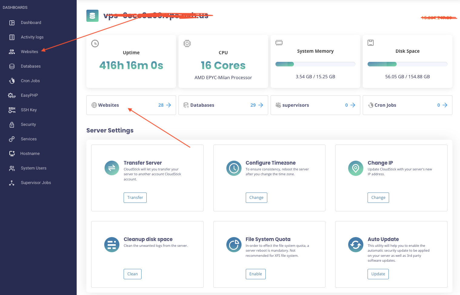 CloudSitck websites